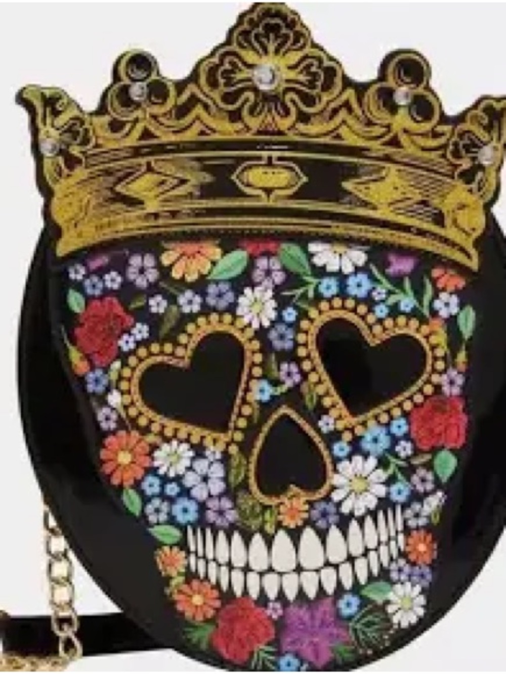 Betsey Johnson Black Patent Floral-Lined Mini Crossbody